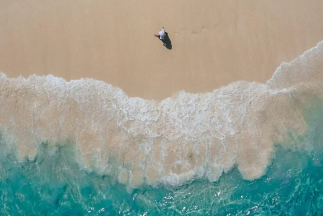 Aerial view of a beach in the Similan Islands