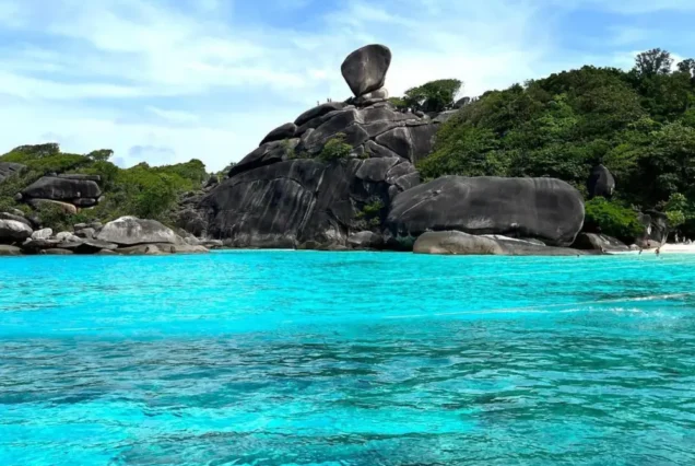 Sailing Rock on Similan Island seen from the sea