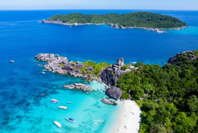 Aerial view of Similan Island 8 and its surrounding sea