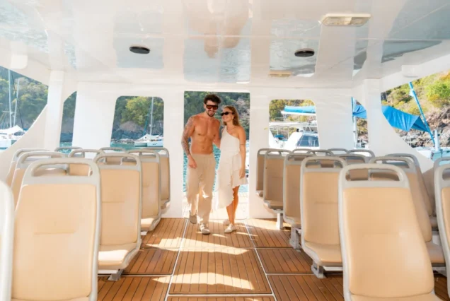 Guests inside the Taurus Speed Catamaran cabin