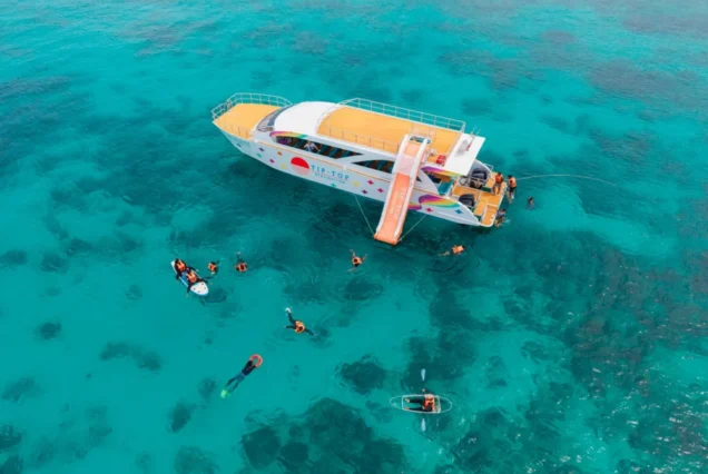 Tip-Top Catamaran waterslide and swimming activities