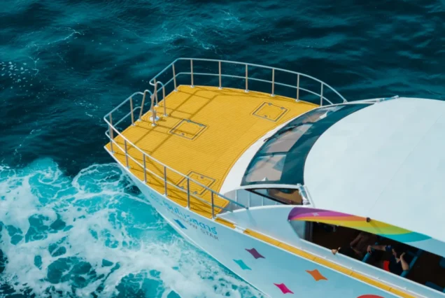 Open bow of Tip-Top speed catamaran