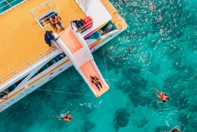 Tip-Top Catamaran waterslide and swimming activities